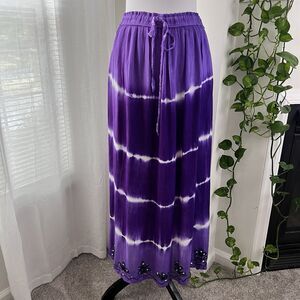 Ana & Kate Purple Tie Dye Gypsy Hippie Jojo Style Maxi Skirt - Size Medium